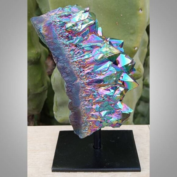 ❤️ titanium covered AMETHYST stone crystal on stand #1 - Picture 3 of 7